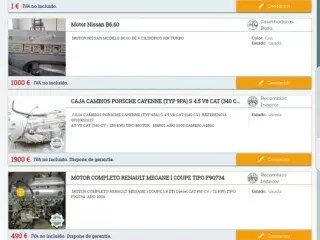 Web para venta de recambios y vehiculos
