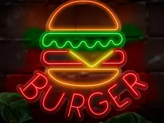 Neon burger con lechuga y queso
