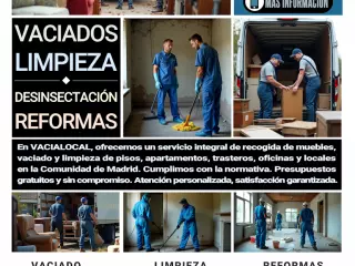 Recogida de muebles, vaciado y limpieza de pisos y locales