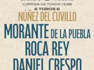 Corrida con 6 toros de Núñez del Cuvillo para Morante, Roca Rey y Daniel Crespo.