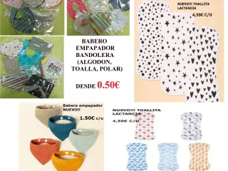 BABERO EMPAPADOR TOALLA TACTANCIA ETC... desde 0.50€