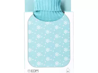 Bolsa de Agua Caliente EDM 76771 Azul con Copos de Nieve – Lana 2L