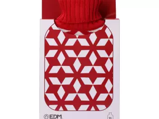 Bolsa de Agua Caliente EDM 76774 Rojo/Blanco de Lana 2L – Confort Térmic