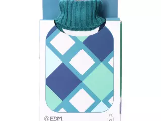 Bolsa de Agua Caliente EDM 76775 Azul a Cuadros de Lana 2L – Alivio Térm