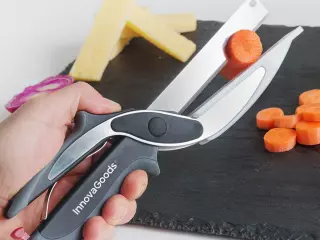 Cuchillo-Tijera Multifunción Scible InnovaGoods con Mini Tabla de Cortar