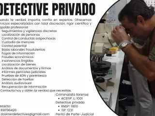 Detective. Criminalista Forense. Perito.