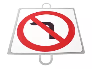 PANEL DE SEÑALIZACION TRAFICO DE PROHIBICION Nº 5 (GIRA IZQA)
