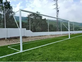 JUEGO PORTERIAS ALUMINIO FUTBOL 7  90 MM FIJAS PORTES GRATIS