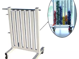 SOPORTE PARA PESAS DE VINILO CON RUEDAS Y BARRA