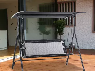 Columpio de Jardín de 2 Plazas Silla Balancín con Parasol Techo Ajustable en Ángulo Terraza Balcón Exterior Carga 200 kg 172x110x155 cm Negro
