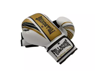 PAR DE GUANTES BOXEO FULLBOXING VENDAVAL - 12OZ, BLANCO/NEGRO/ORO