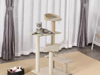 Árbol para Gato Rascador Poste para Arañar con Cama Plataforma con Manta de Sisal 50x50x100cm Terciopelo Beige