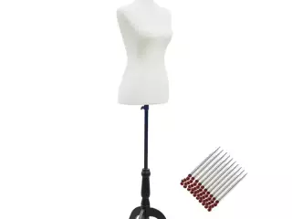 Maniquí Mujer Ajustable a 130-168 cm con Trípode de Madera 50 Alfileres de Colores para Fotografía de Moda Blanco