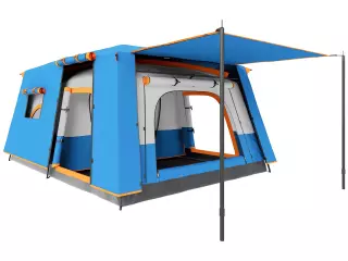 Tienda de Campaña Familiar 4-6 Personas con 2 Habitaciones Zona de Estar y Protección Impermeable 430x305 cm Gris y Azul