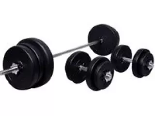 Juego de Pesas con Mancuernas y Barra Pesos Ajustables 2en1 con Discos para Culturismo Entrenamiento Fitness en Hogar Gimnasio NegroPREGUNTAR STOCK