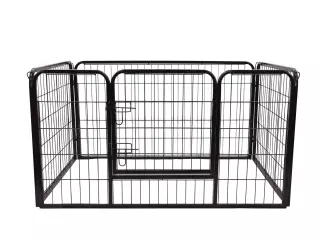 Jaula de Macotas Valla Parque para Perro Gato con Puerta Doble Seguro Tubo Rectangular Hierro 125x80x70 cm Negro
