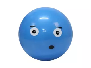 PELOTA PVC CARA DIVERTIDA - 100MM, AZUL