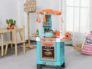 Set de Juguetes de Cocina para Niños Mayores de 3 Años Juegos de Rol Luces y Sonidos Educativo con 33 Accesorios 64x29x87cm Azul
