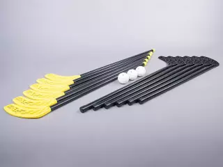 JUEGO PARA FLOORBALL/UNIHOCKEY 12 PALOS Y 3 PELOTAS