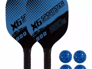 SET DE 2 PALAS PICKLEBALL MADERA CON 4 PELOTAS