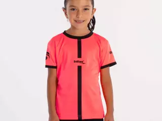 CAMISETA SOFTEE TIPEX NIÑA  - 8 AÑOS, CORAL FLUOR/NEGRO
