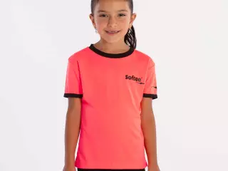 CAMISETA SOFTEE GALAXY NIÑA - 8 AÑOS, CORAL FLUOR/NEGRO