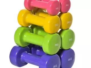 Juego de 8 Mancuernas Hexagonales 4 Pares 4 kg 3 kg 2 kg 1 kg con Revestimiento Pesas para Gimnasio en Casa Ejercicio Entrenamiento Acero Multicolor