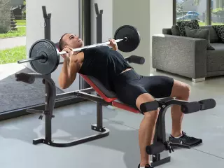 Banco de Musculación con Respaldo Ajustable Carga 150kg Acero - 105x150x112cm
