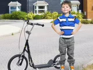 Patinete Scooter Monopatín con Manillar para Niños - Color Negro - 125x58x92-100cm con Ruedas Grandes