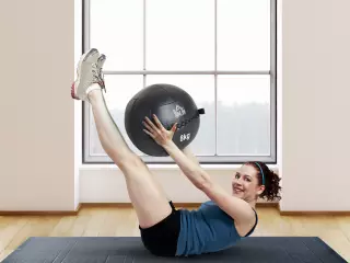 Balón Medicinal de Crossfit 8Kg con Asas tipo Pelota de Ejercicios de Cuero y PU ?35cm