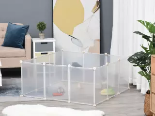 Valla para Animales Pequeños Jaula Modular de Metal con 12 Paneles 24 Conectores para Conejos Cobayas y Cachorros 105x105x45 cm Blanco