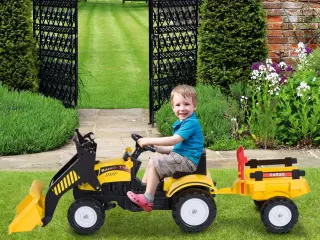 Tractor Pedales Excavadora Infantil Juquete de Montar con Cargador Frontal con Tráiler para Niños Mayores de 3 Años Carga 35 kg 167×41×52cm