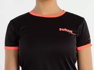 CAMISETA SOFTEE GALAXY MUJER - L, NEGRO/CORAL FLUOR