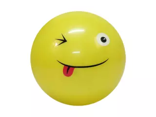 PELOTA PVC CARA DIVERTIDA - AMARILLO, 100MM