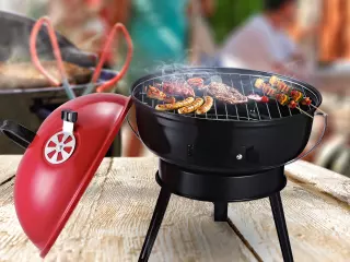 Parrilla para Barbacoa de Carbón Portátil con Mango Ahumador Pequeño