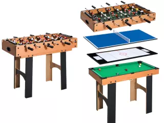 Mesa Multijuegos 4 en 1 Incluye Futbolín Air Hockey Ping-Pong y Billar - Juguete de Madera - 87x43x73cm