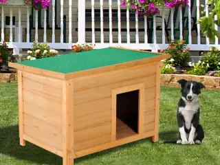 Caseta para Perro/GATOS 85x58x58 cm Madera Impermeable con Tejado Verde Abatible y 4 Pies Antideslizantes