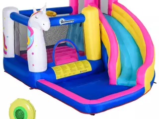 Castillo Hinchable Infantil con Tobogán Piscina Cama de Salto Inflador y Bolsa de Transporte 380x320x210 cm Multicolor