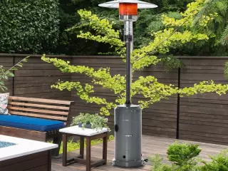 Estufa de Gas para Exterior 12,5KW Tipo Sombrilla Calefactor para Patio con Apagado Automático Ruedas y Cubierta Ø81,5x225 cm Gris Carbón