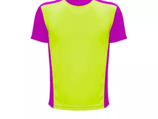 CAMISETA TECNICA ACTIVE UNISEX ADULTO  - MORADO/AMARILLO FLUOR, M
