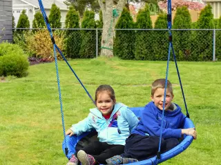 Columpio Nido Infantil Jardín Asiento Cómodo y Desmontable Carga hasta 100kg Gran Tamaño ?100x180cm Azul y Negro