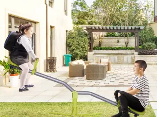 Columpio Balancín para Niños Balancín Infantil para Exteriores Giratorio de 360 Grados Carga 60kg (cada asiento) Adecuado Niños 3-10 Años