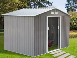 Caseta de Jardín tipo Cobertizo Metálico para Almacenamiento de Herramientas 277x195x192 cm Gris