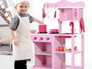 Cocina de Juguete Infantil con accesorios - Madera - Color Rosa - 60x30x84,5 cm