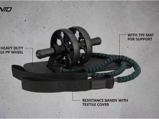 Avento Ab Roller Pro - Rueda Abdominal Doble con Bandas de Resistencia y Esterilla para Rodillas - Set de Entrenamiento Core