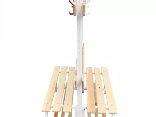 Banco vestuario metálico doble madera, perchas y balda superior