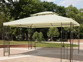 Carpa Gazebo 3x4x2.65m Cenador para Terraza Jardín o Patio de Acero y Tela de Poliéster - Color Crema