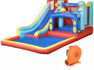Castillo Hinchable para 3-8 Años con Tobogán Trampolín Piscina Bolsa e Inflador 435x245x200 cm Multicolor