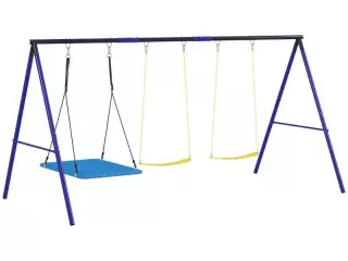 Columpios para Niños de +3 Años con 2 Columpios Simples y 1 Columpio Plataforma Carga 120 kg 365x180x184 cm Multicolor
