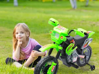 Moto Eléctrica Infantil de Bateria con Ruedas de Apoyo - Color verde - Material PP